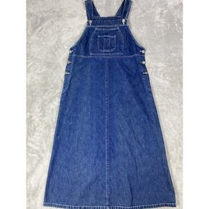 Vintage Studio Ease Dress Womens 4P Petite Denim Jean Cotton Sleeveless Pockets